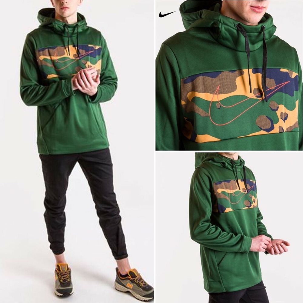 Nike Therma Dri-Fit Hoodie Sweatshirt in Green Camo